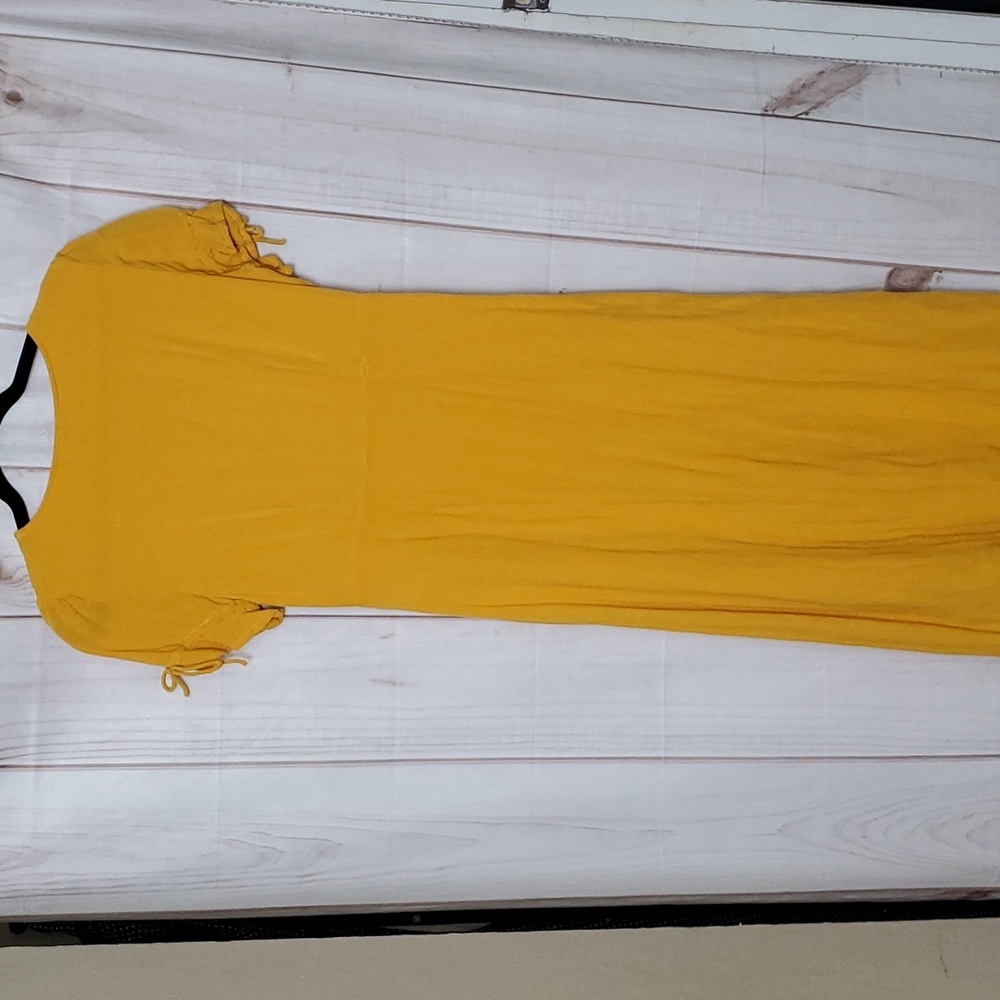 Vero Moda Yellow Button Up Square Neck Cotton Dress Size M Fall/Spring/Summer - Picture 5 of 9